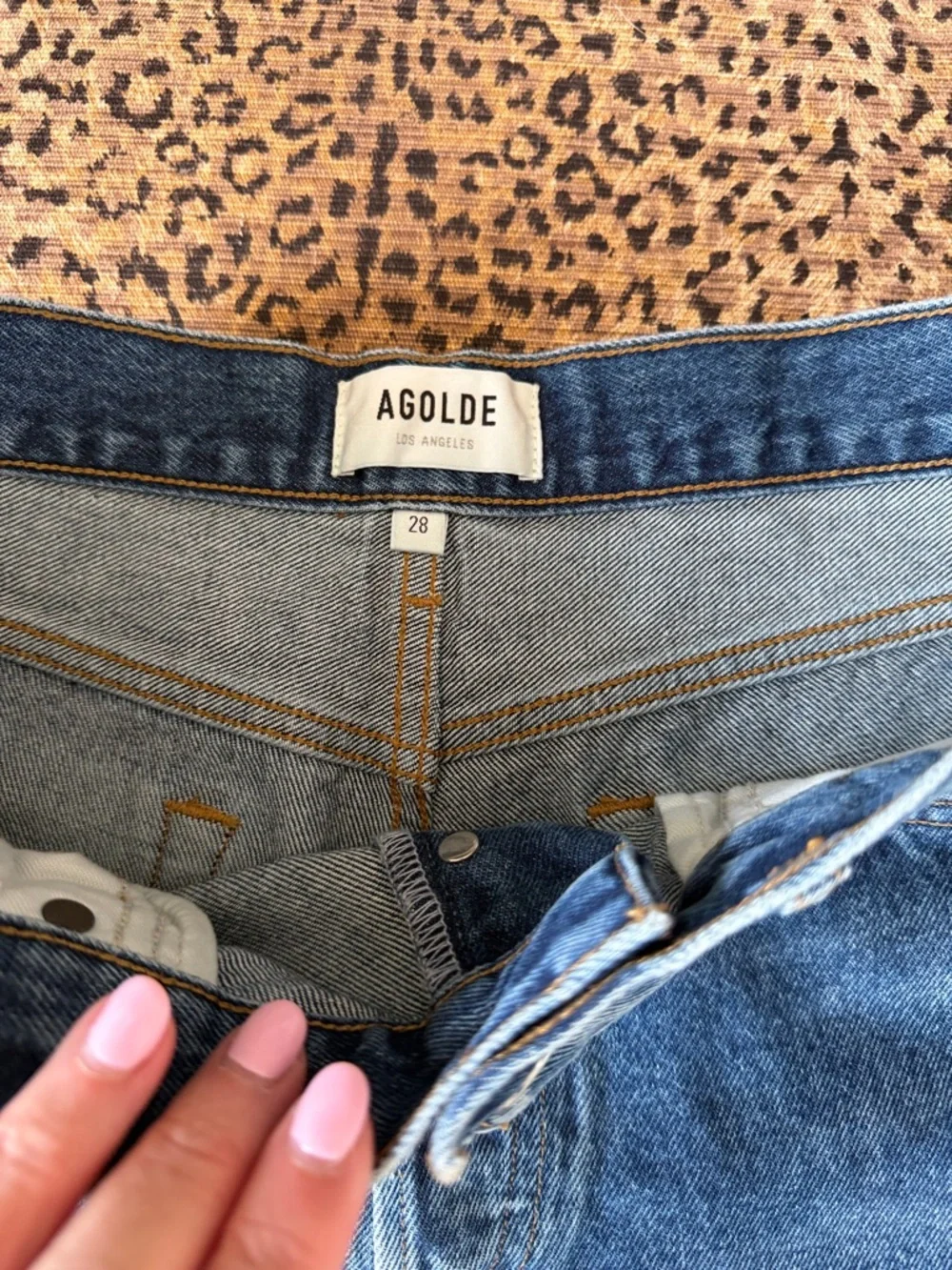 Agolde Blue High-Rise Raw Hem Denim Shorts - Picture 2 of 3